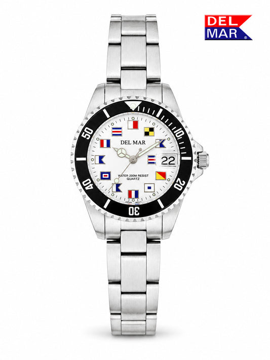 Womens Companion White dial with nautical flags and a stainless steel let