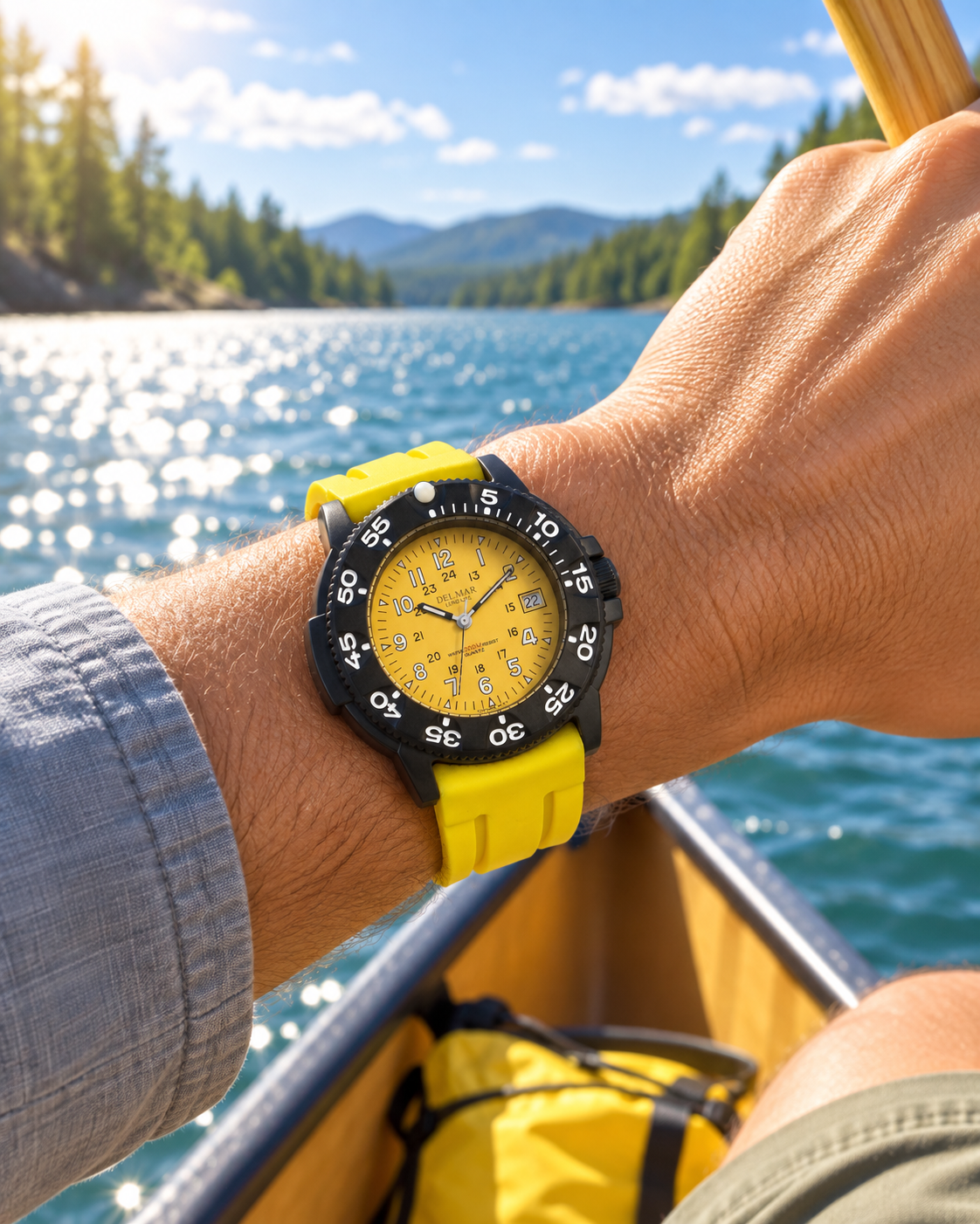 Del Mar Sand Key Yellow Dial Rubber Strap Watch 50384