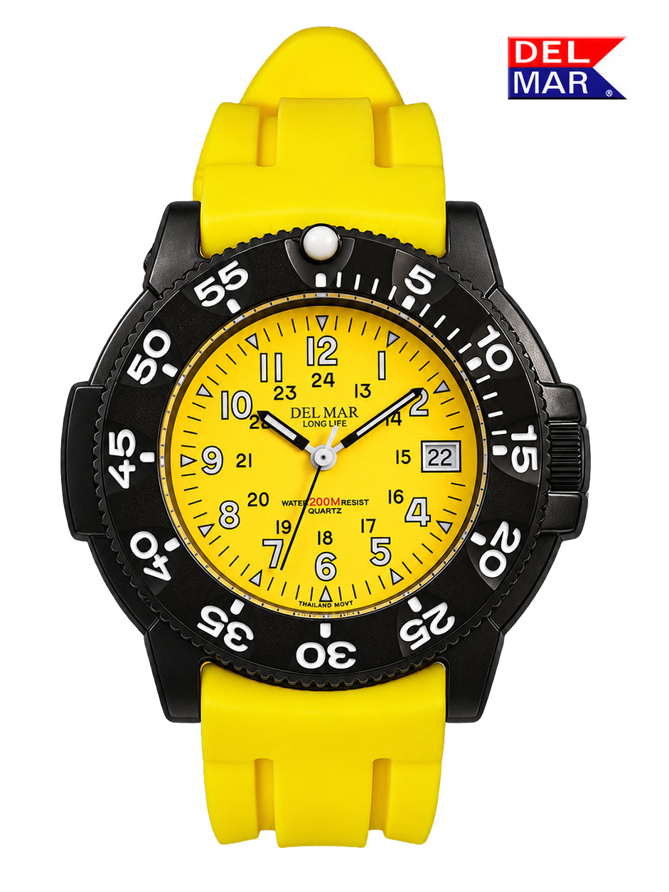 Del Mar Sand Key Yellow Dial Rubber Strap Watch 50384