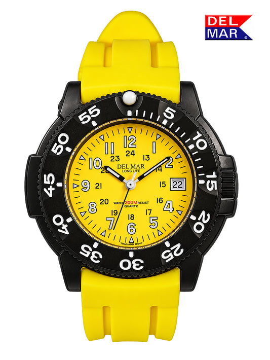 Del Mar Sand Key Yellow Dial Rubber Strap Watch 50384