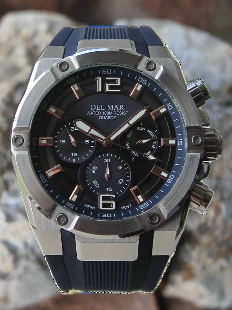 Del Mar 3-Eye Multi-Function Sport Watch – Blue Dial