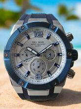 Men's White Dial & Blue Bezel Multi-function Watch - #50395