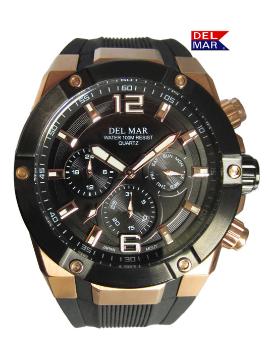 Men's Black dial with distinctive bronze trim Multi-function Watch