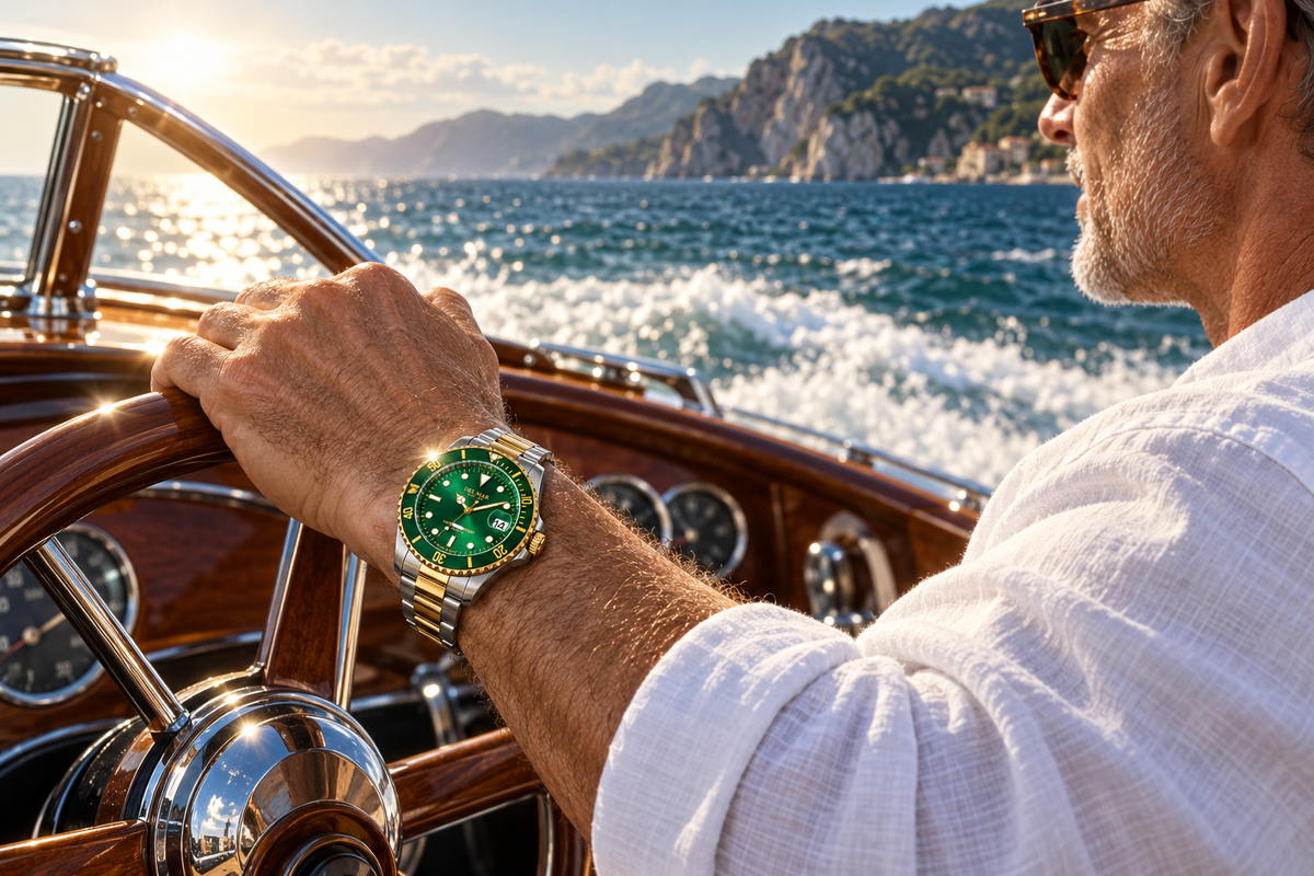 Del Mar Coronado Green Dial Two-Tone Watch 50399