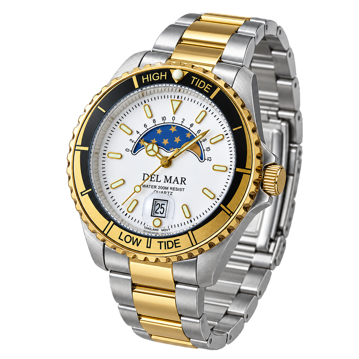 Del Mar Tide Watch – White Dial / Two-Tone Stainless Steel Bracelet #50401