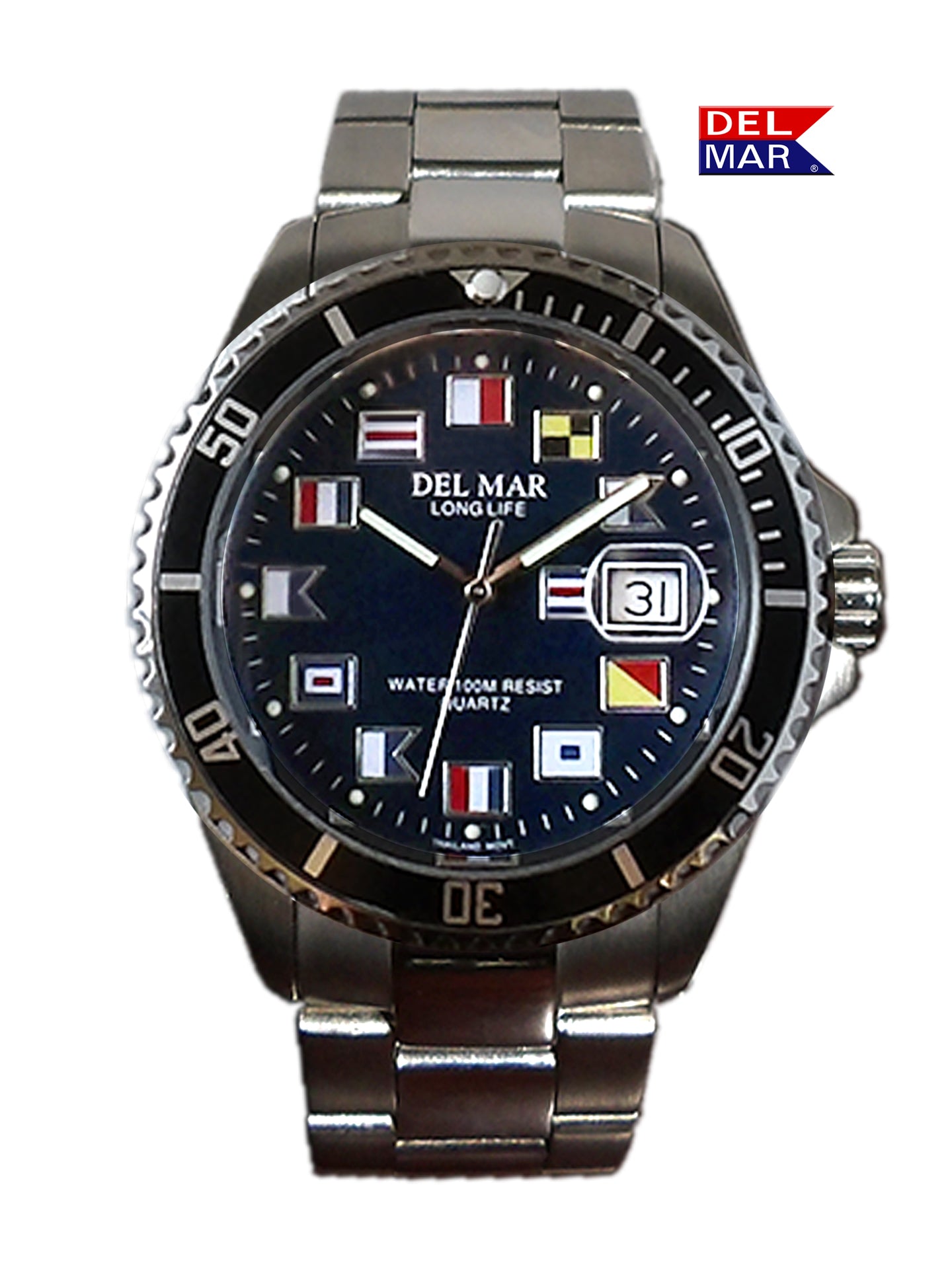Del Mar Nautical 200 black dial blue bezel watch 50405