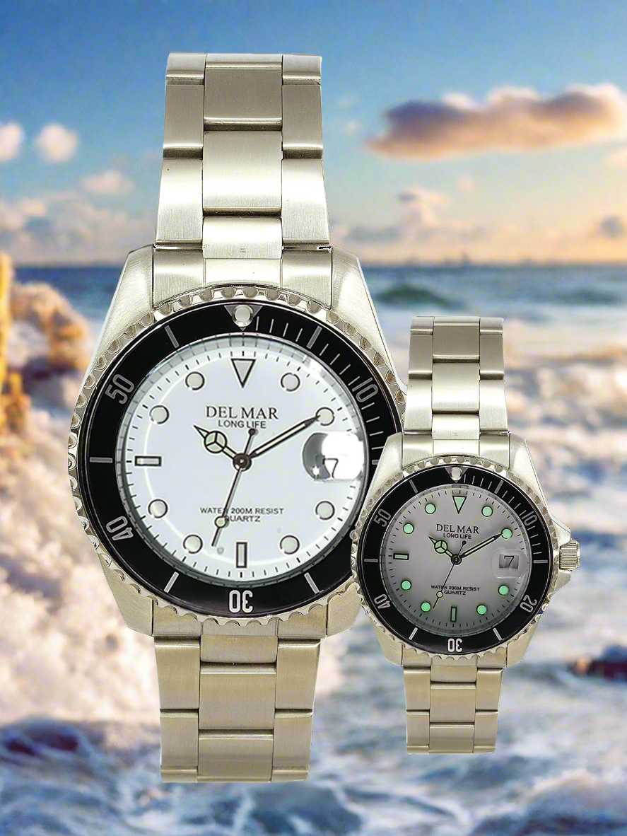 Del Mar Coronado White Dial Black Bezel Watch 50405