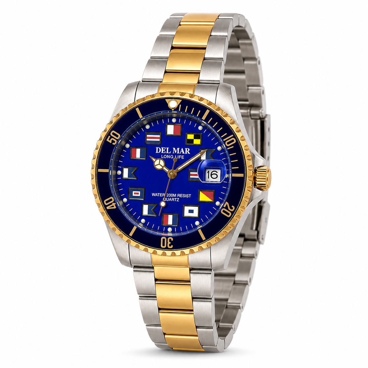 Del Mar Nautical 200 Men’s Royal Blue Two-Tone Watch – 50407