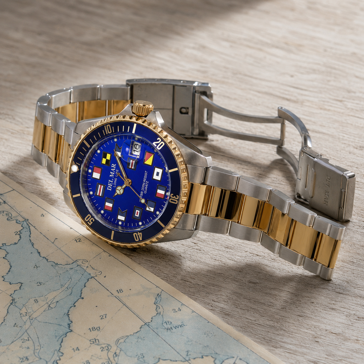 Del Mar Nautical 200 Men’s Royal Blue Two-Tone Watch – 50407