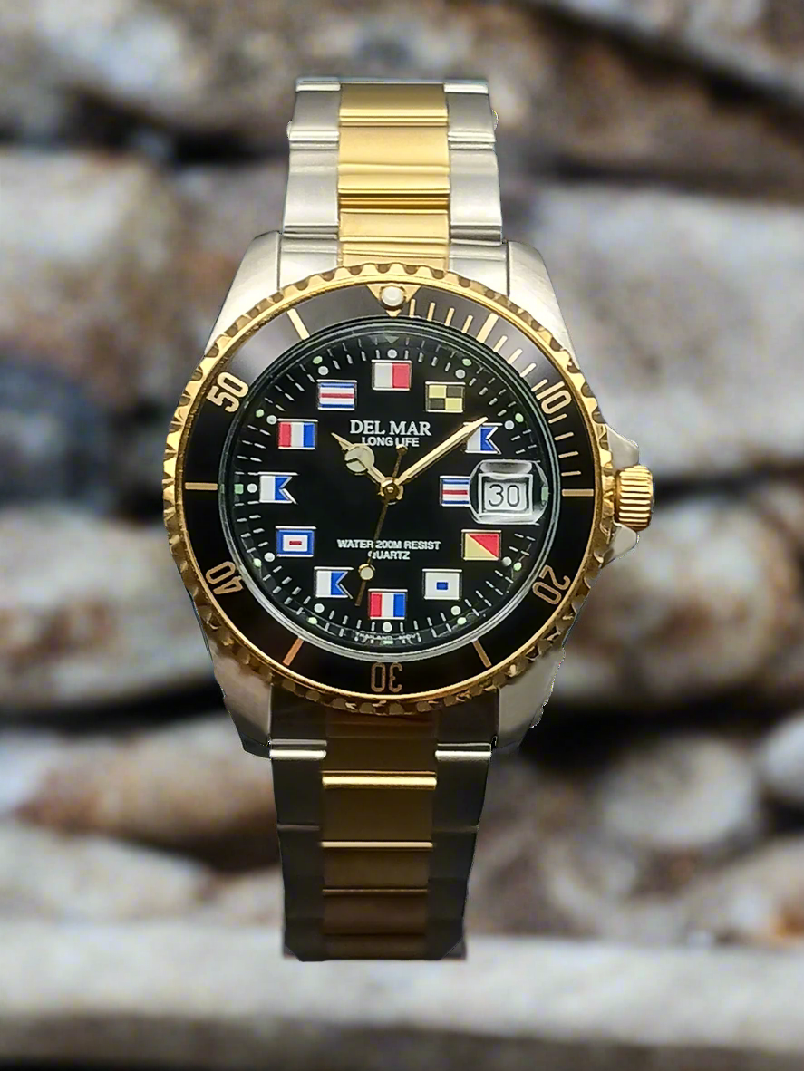 Del Mar Nautical 200 – Two-Tone Black Dial Watch – 200M #50408