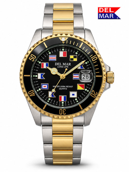 Del Mar Nautical 200 Men’s Two-Tone Black Dial Watch – 50408