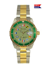 Men's Green Face Long Life Nautical Flag, Two-Tone Watch #50409