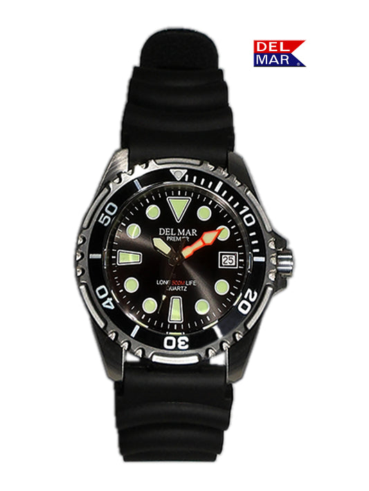 Del Mar Pro Dive 500M black dial black strap dive watch