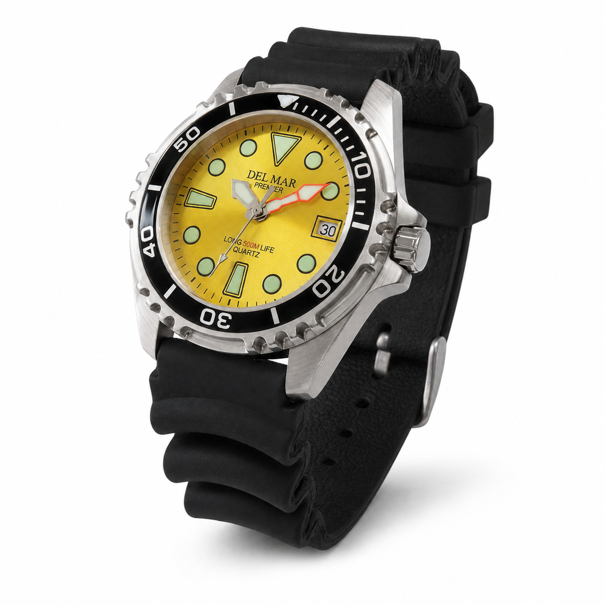 Del Mar Pro Dive 500M – Yellow Dial Black Strap Watch – Model 50419