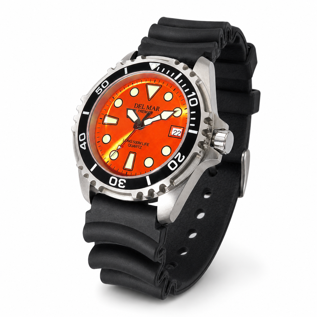 Del Mar Pro Dive 500M – Orange Dial Black Strap Watch – Model 50420