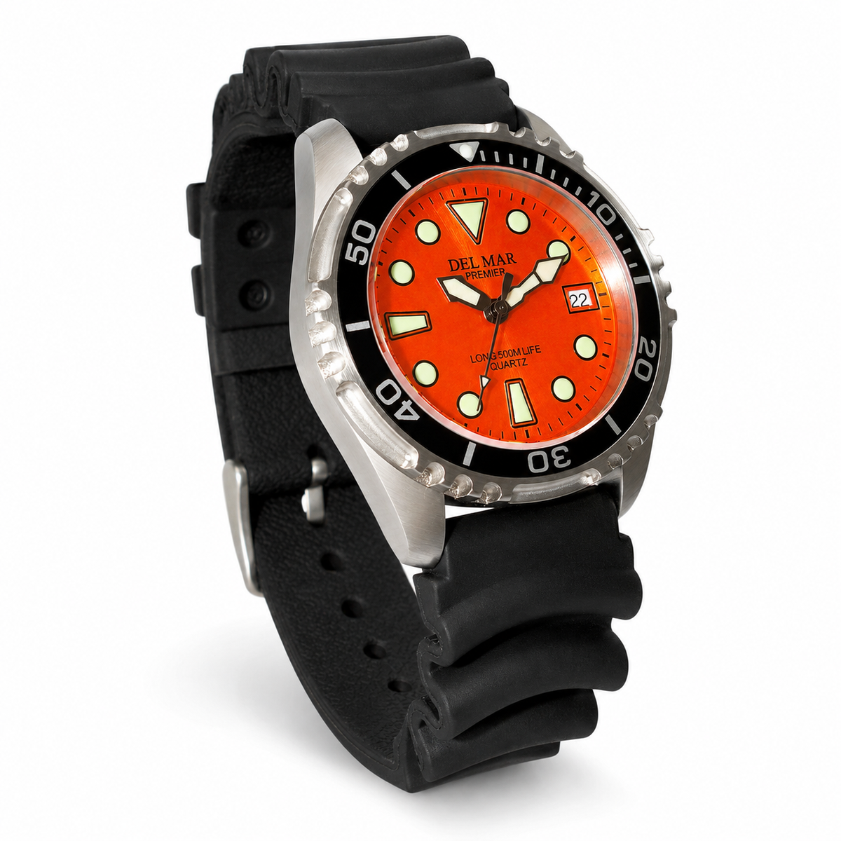 Del Mar Pro Dive 500M – Orange Dial Black Strap Watch – Model 50420