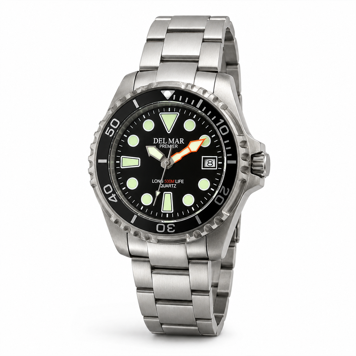 Del Mar Pro Dive 500M – Black Dial Stainless Steel Watch – Model 50421