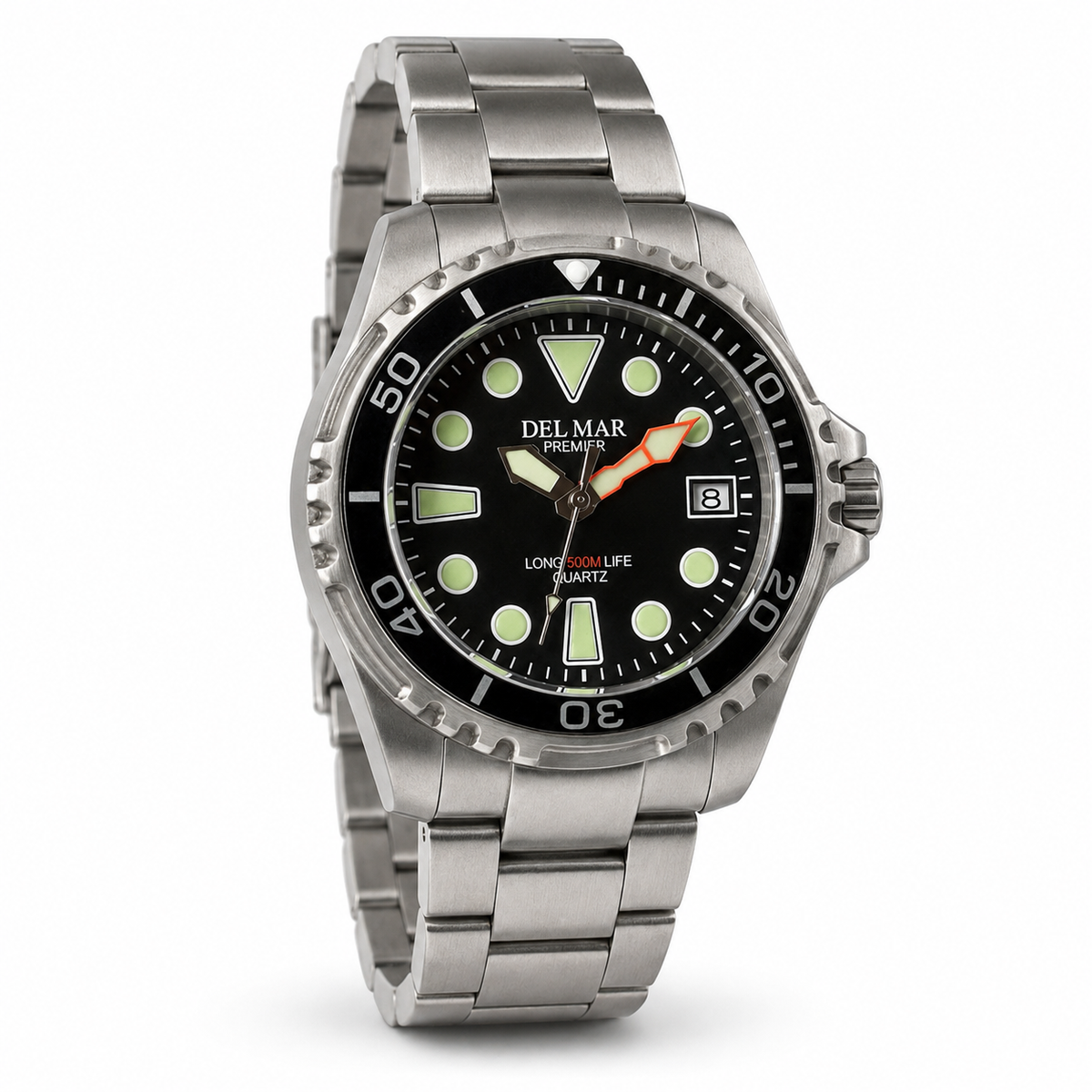 Del Mar Pro Dive 500M – Black Dial Stainless Steel Watch – Model 50421