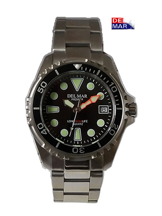 Del Mar Pro Dive 500M black dial stainless steel bracelet dive watch