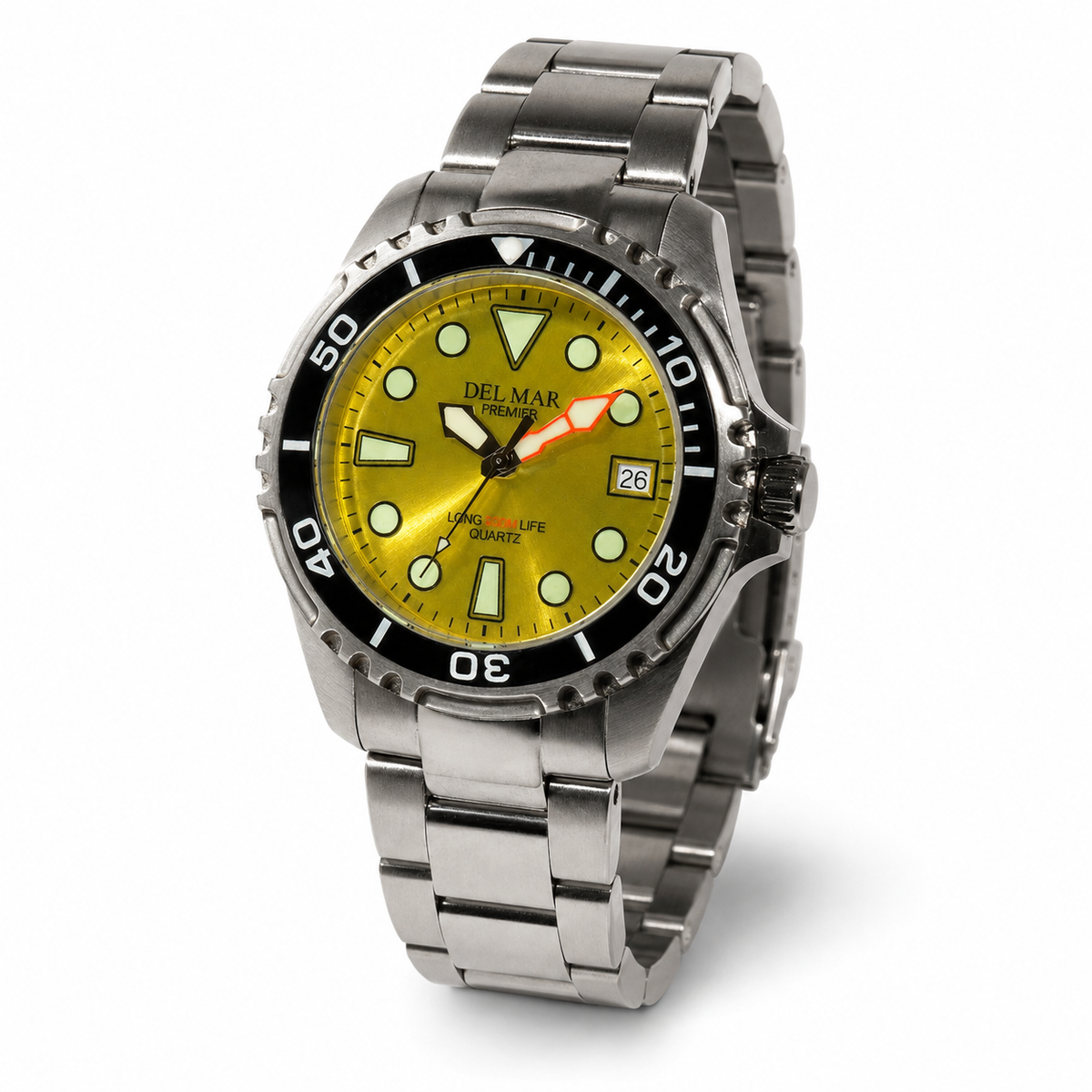 Del Mar Pro Dive 500M – Yellow Dial Stainless Steel Watch – Model 50423