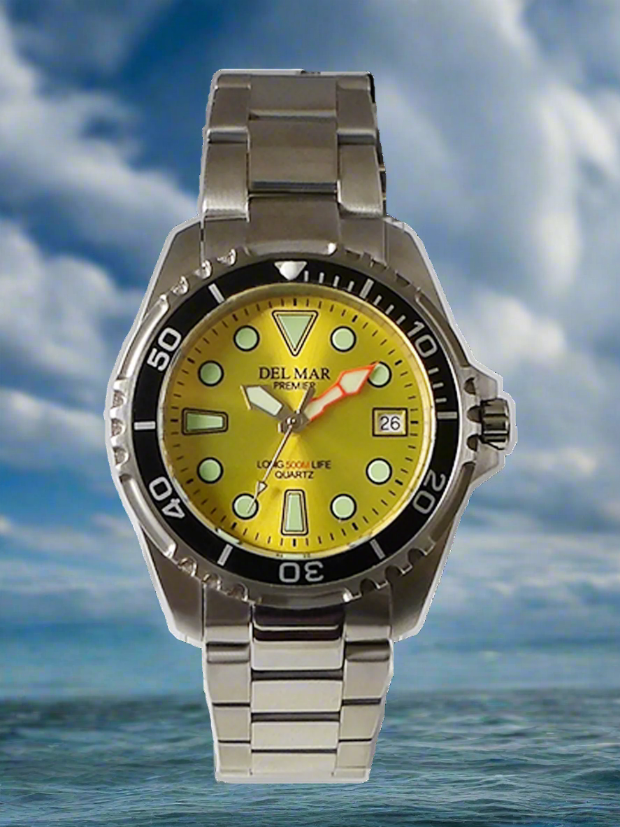 Del Mar Pro Dive 500M – Yellow Dial / Stainless Steel Bracelet #50423