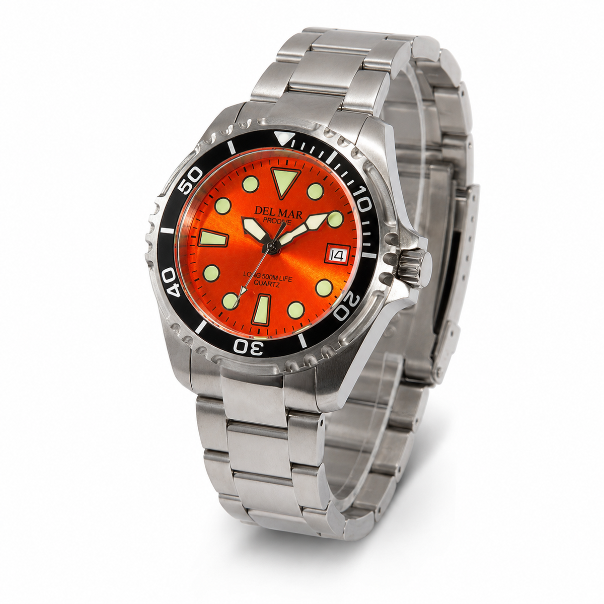 Del Mar Pro Dive 500M – Orange Dial Stainless Steel Watch – Model 50424