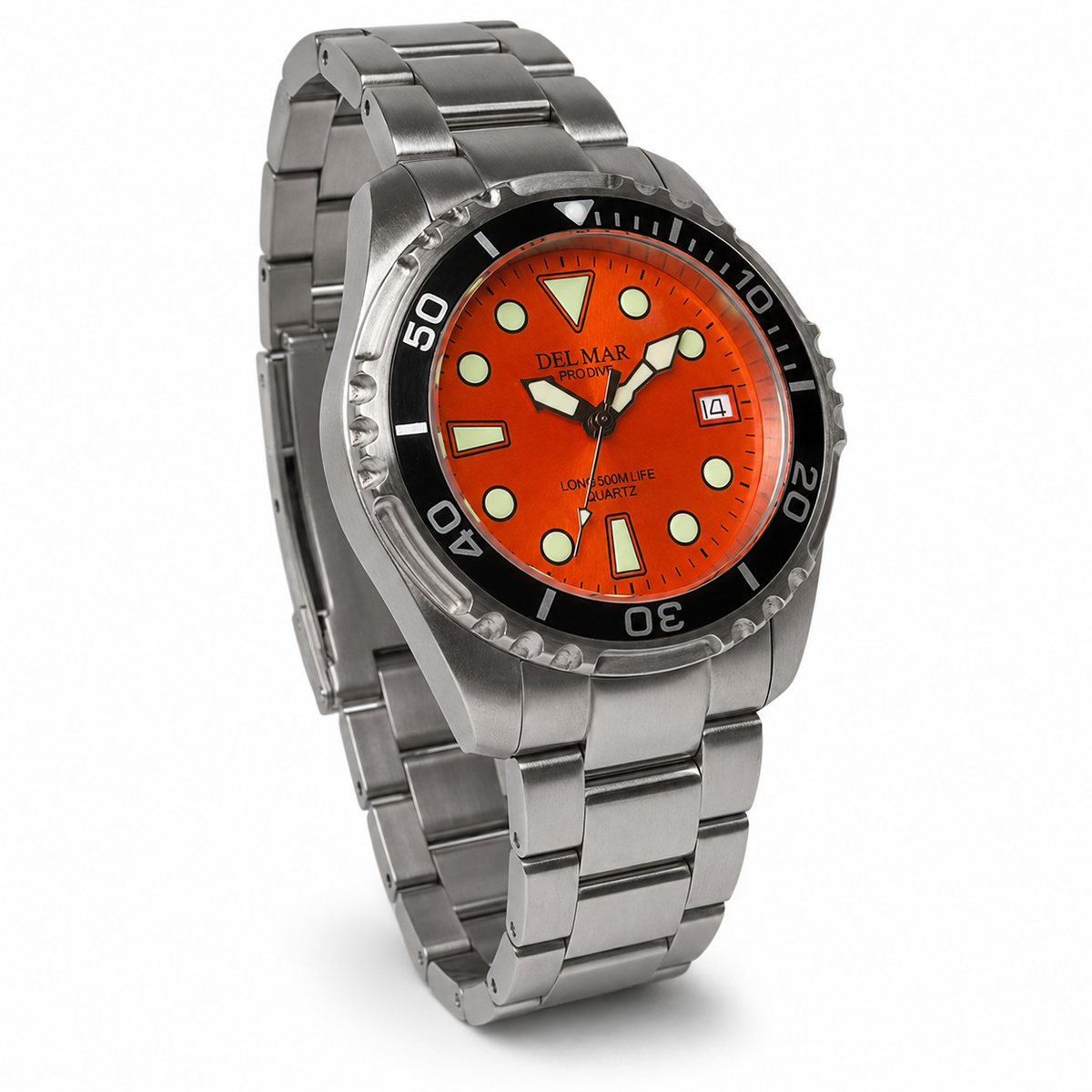 Del Mar Pro Dive 500M – Orange Dial Stainless Steel Watch – Model 50424