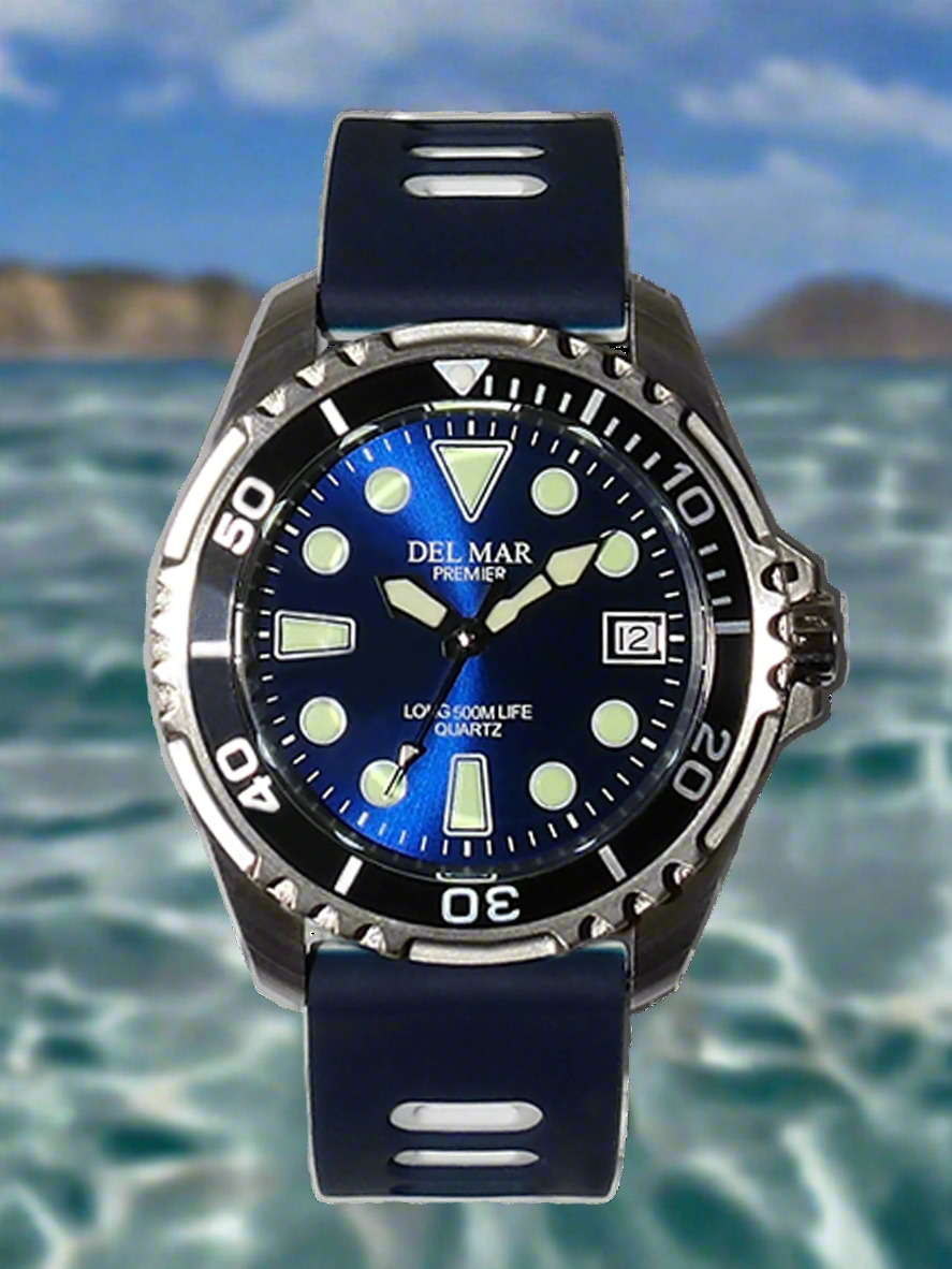 Del Mar Pro Dive 500M – Blue Dial / White & Black Strap #50426