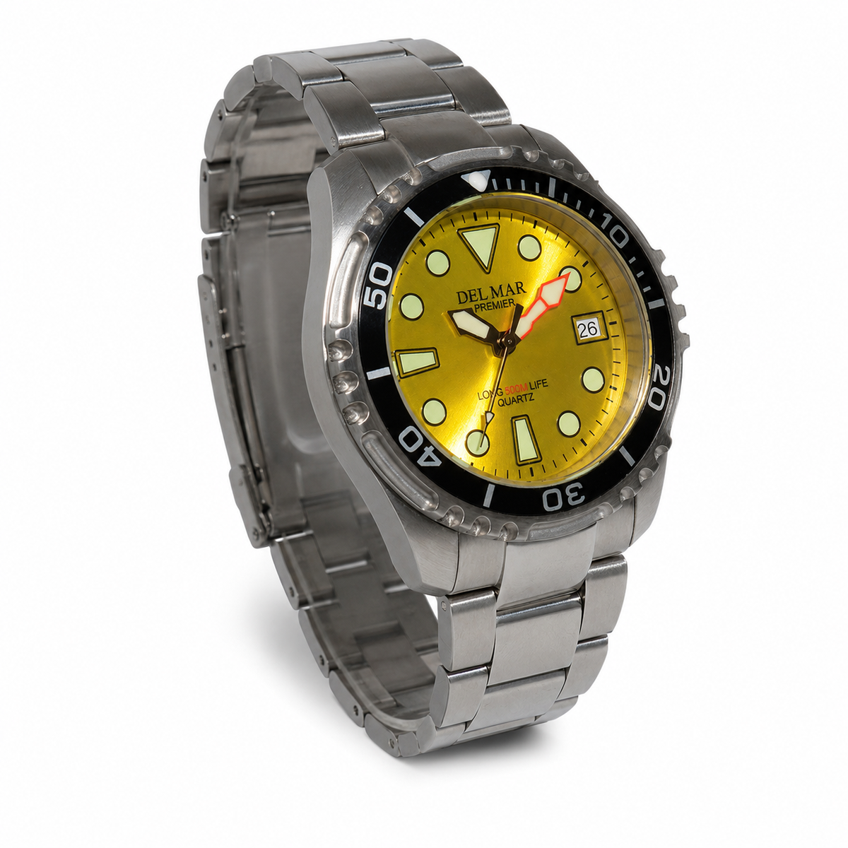 Del Mar Pro Dive 500M – Yellow Dial Stainless Steel Watch – Model 50423
