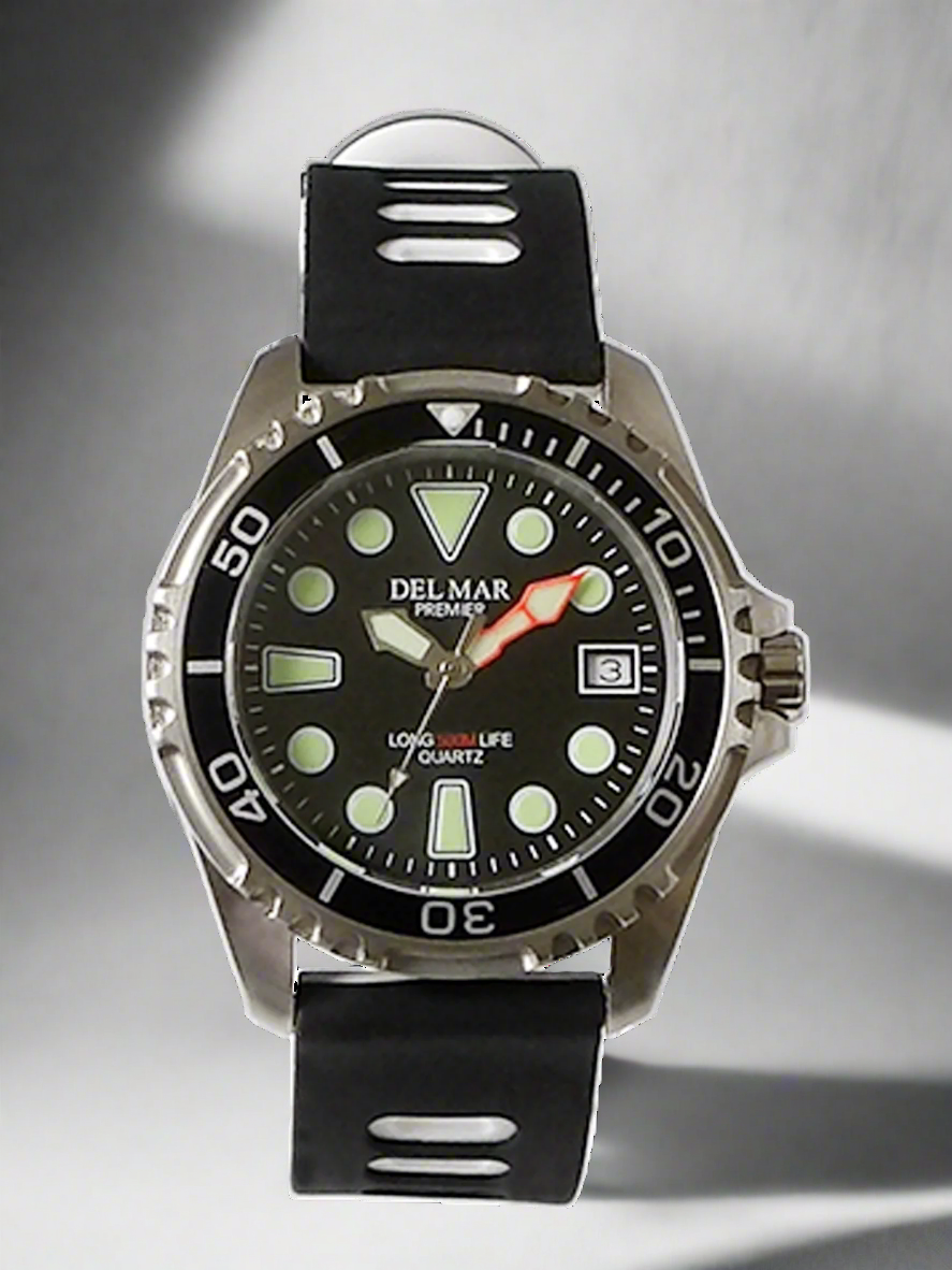 Del Mar Pro Dive 500M – Black Dial / White & Black Strap #50458