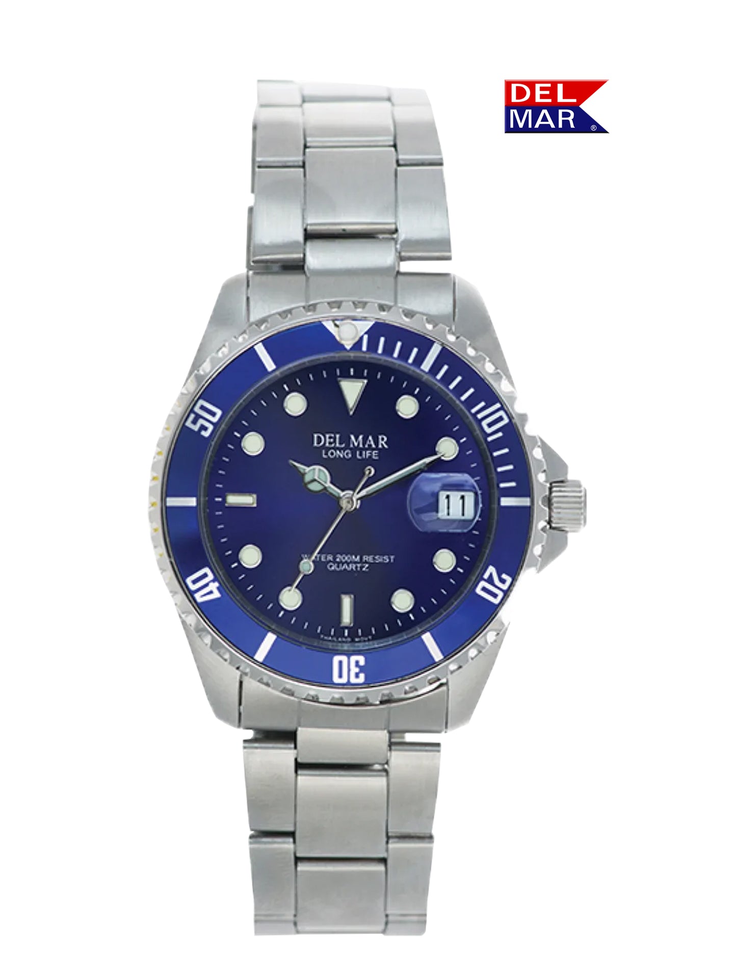 Del Mar Coronado His & Hers Blue Dial Watch Set | Classic Stainless Steel