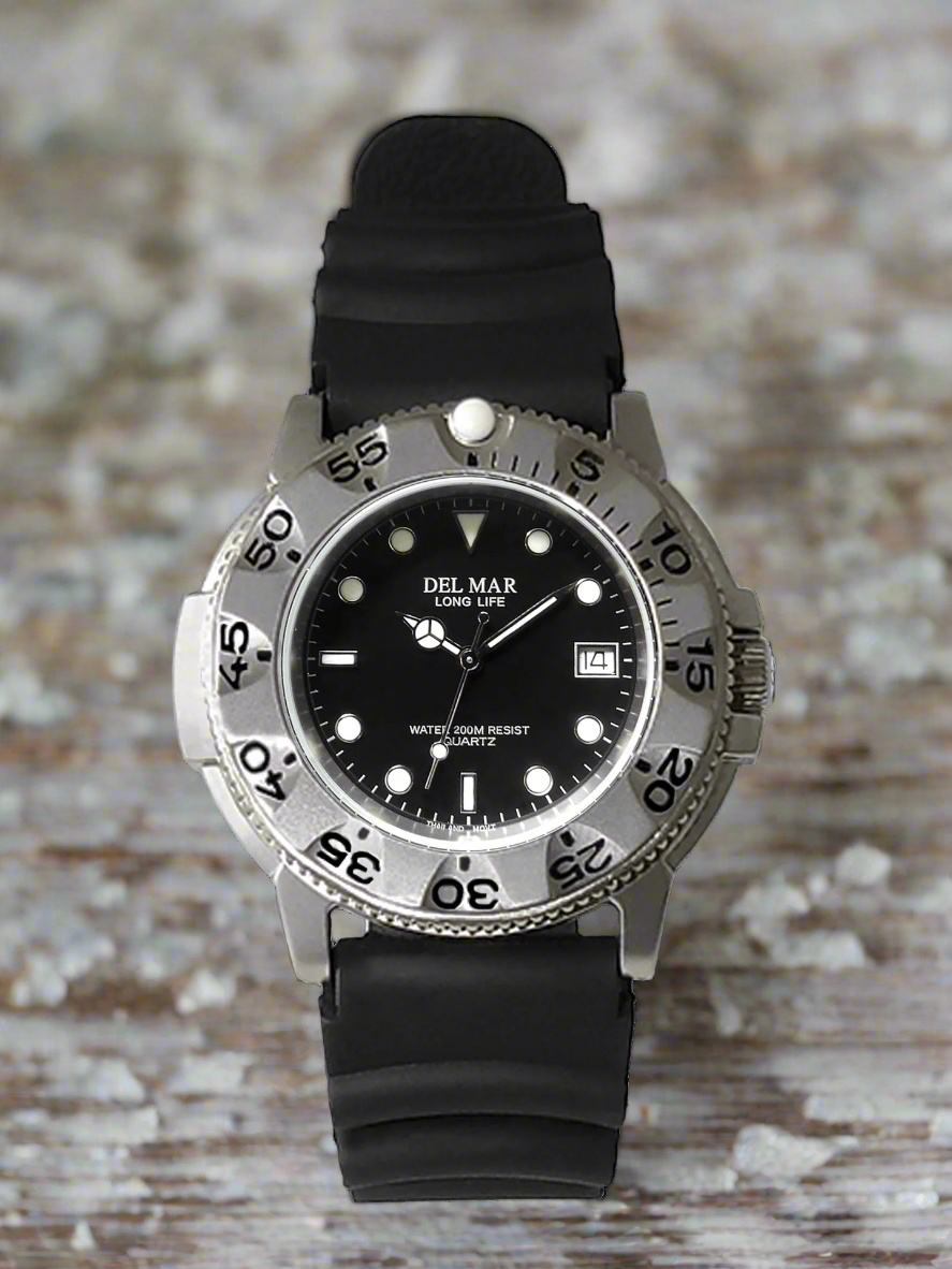 Del Mar Sand Key Black Dial Rubber Strap Watch 50522