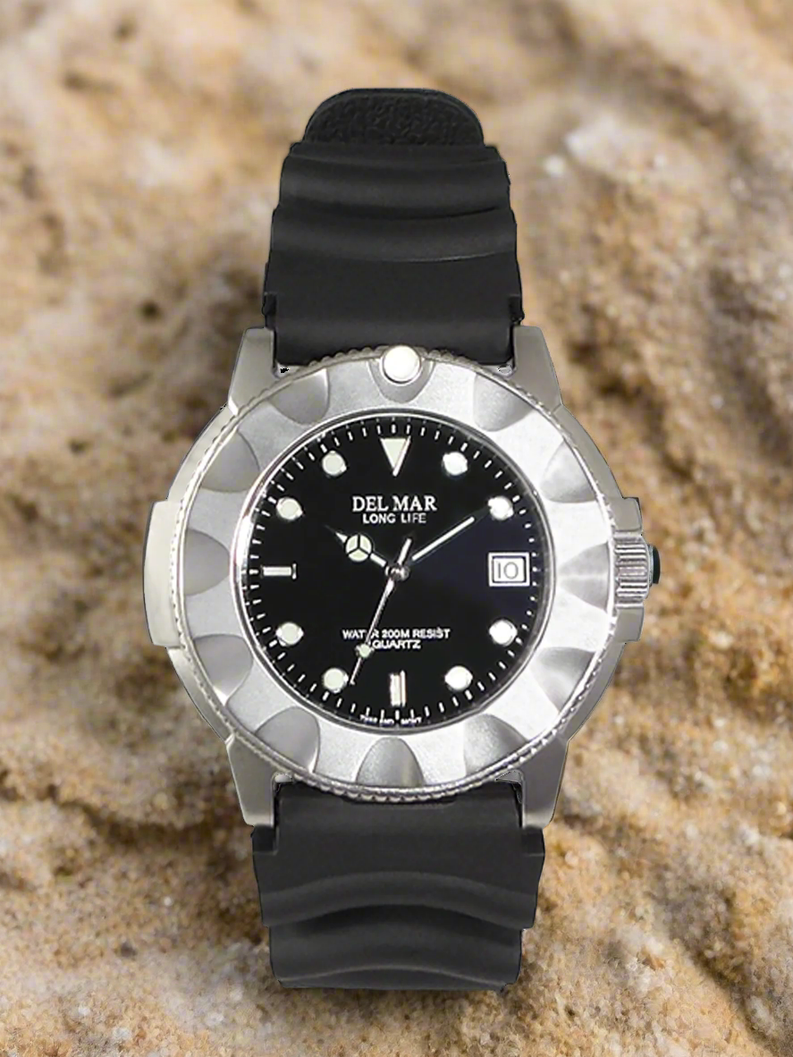 Del Mar Sand Key Black Dial Rubber Strap Watch 50524
