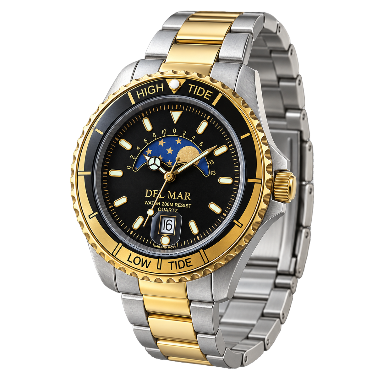 Del Mar Tide Watch – Black Dial / Two-Tone Stainless Steel Bracelet #50207