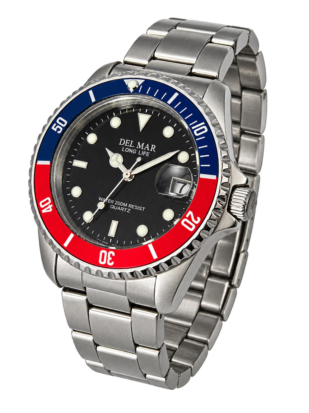 Del Mar Coronado Black Dial Red & Blue Bezel Watch 50127