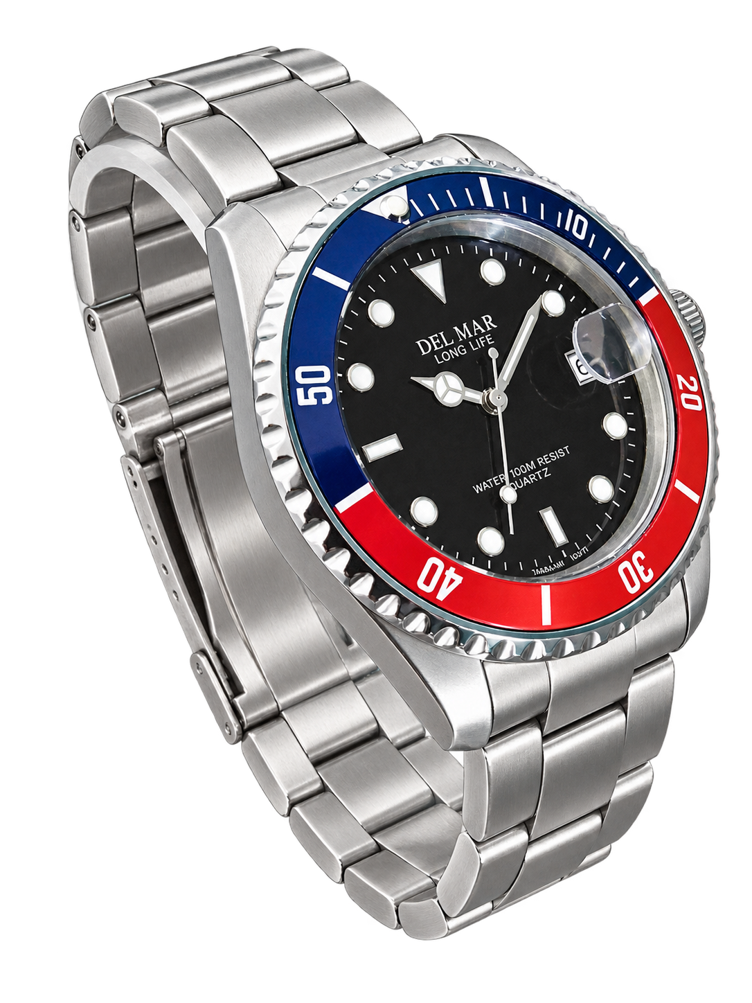 Del Mar Coronado Black Dial Red & Blue Bezel Watch 50127