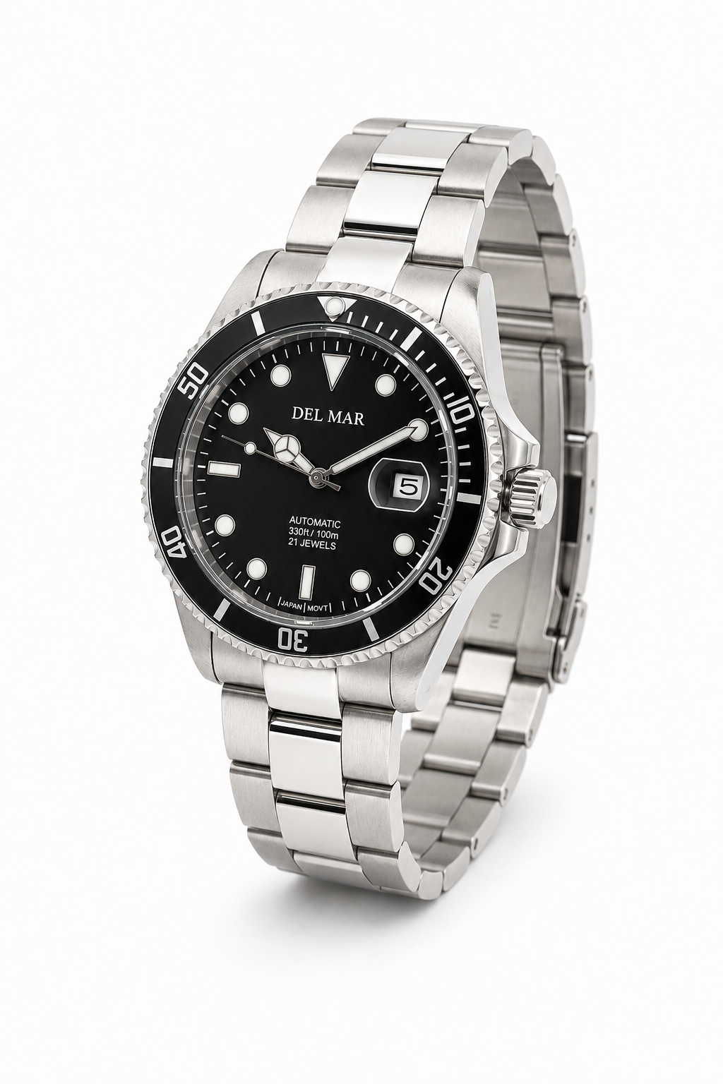 Del Mar Premier Automatic – Black Dial / Stainless Steel Bracelet – Model 50390