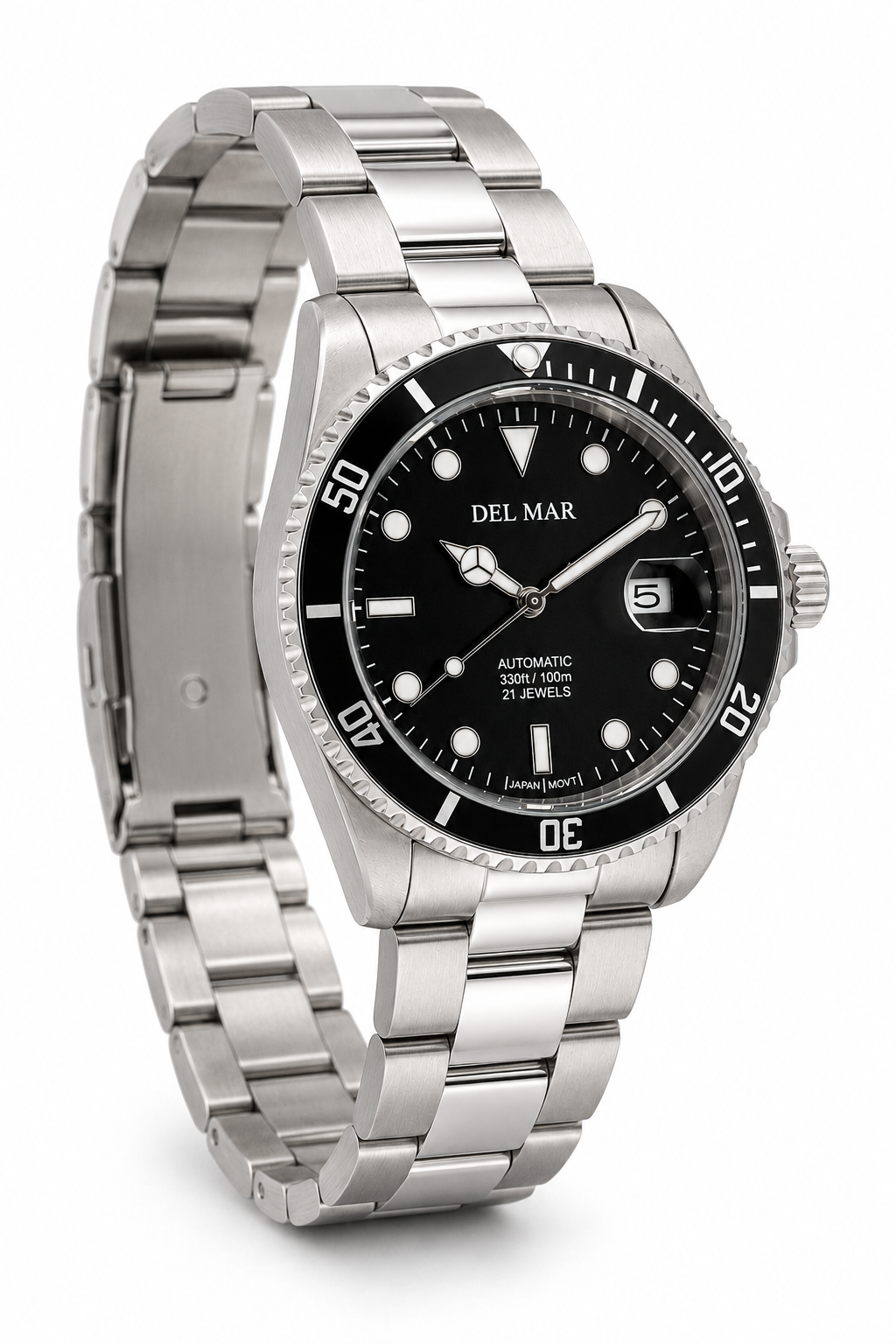 Del Mar Premier Automatic – Black Dial / Stainless Steel Bracelet – Model 50390