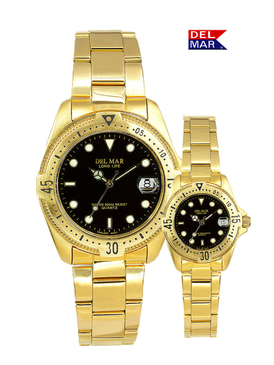Del Mar Admiral – His & Hers Gold Tone Bracelet Set – 200M