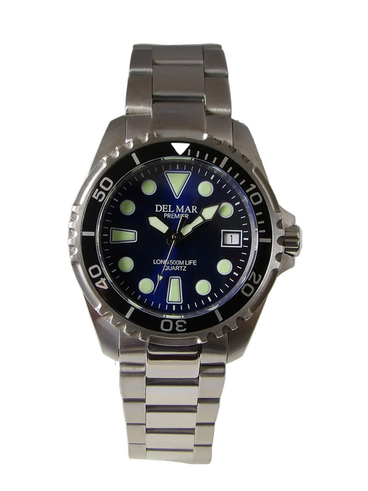 Del Mar Pro Dive 500M blue dial stainless steel bracelet dive watch
