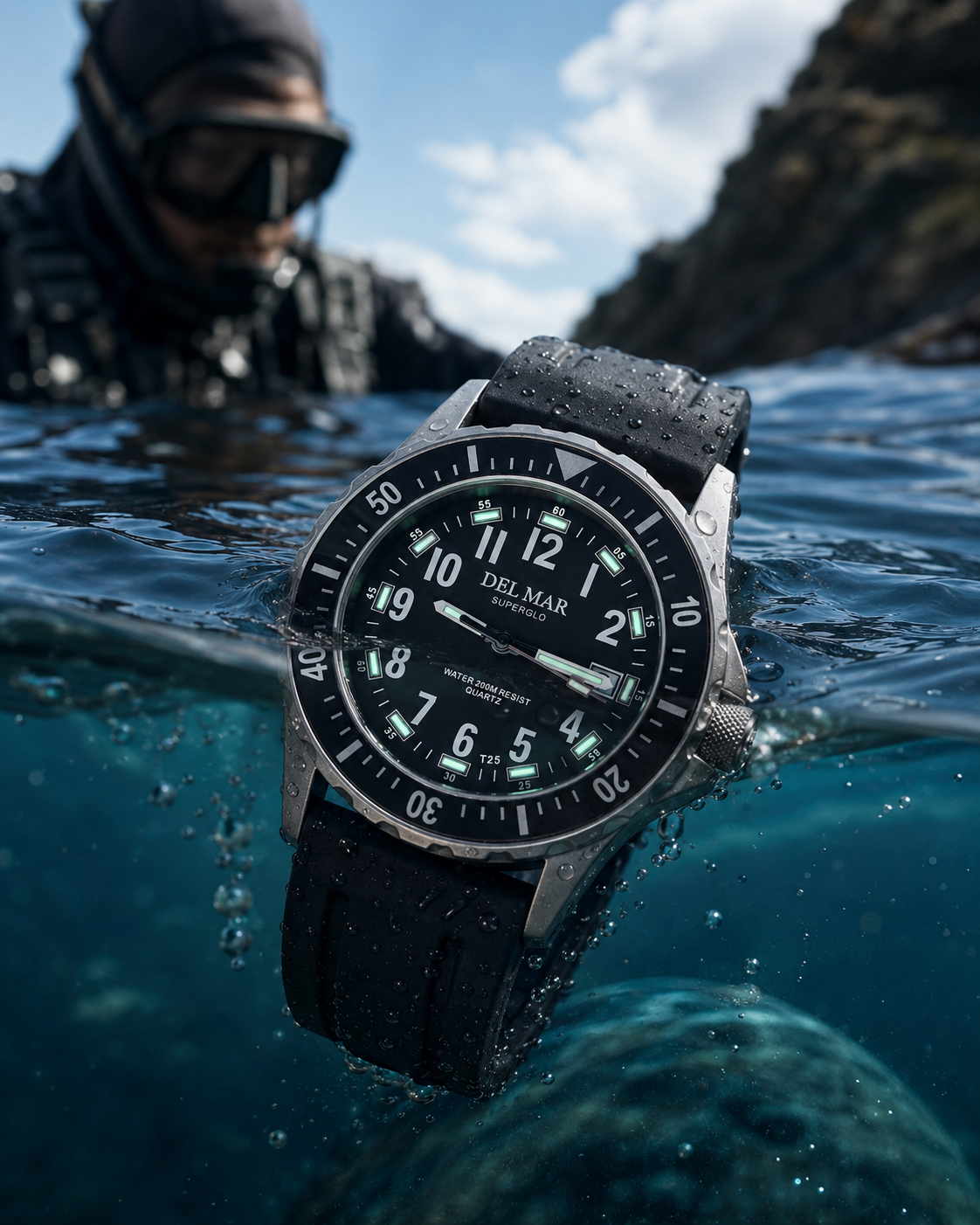 Del Mar SuperGlo 200 – Black Dial Watch – 200M #50254