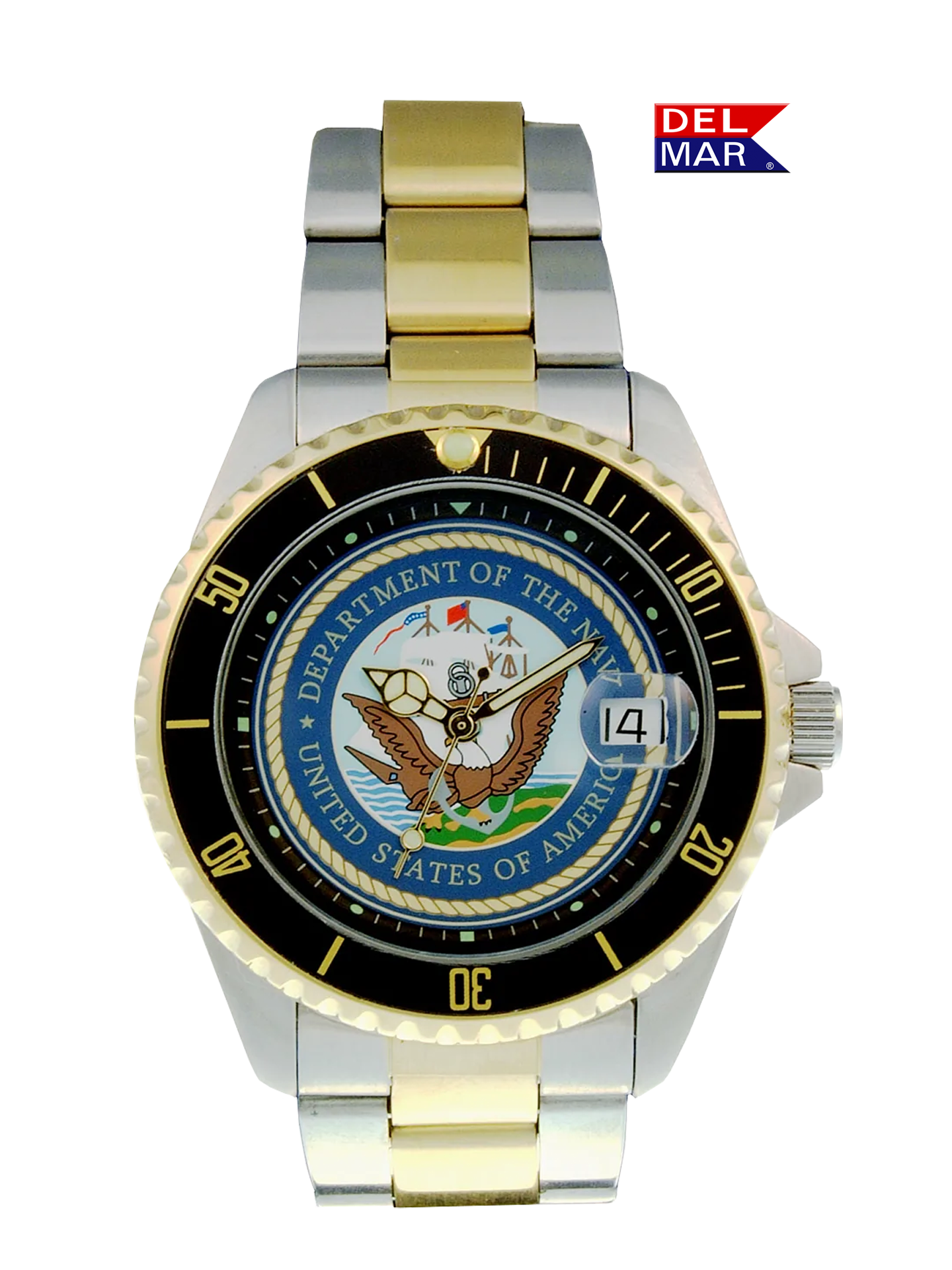 Honor service with the Del Mar Military Navy Watch -Two Tone Bracelet