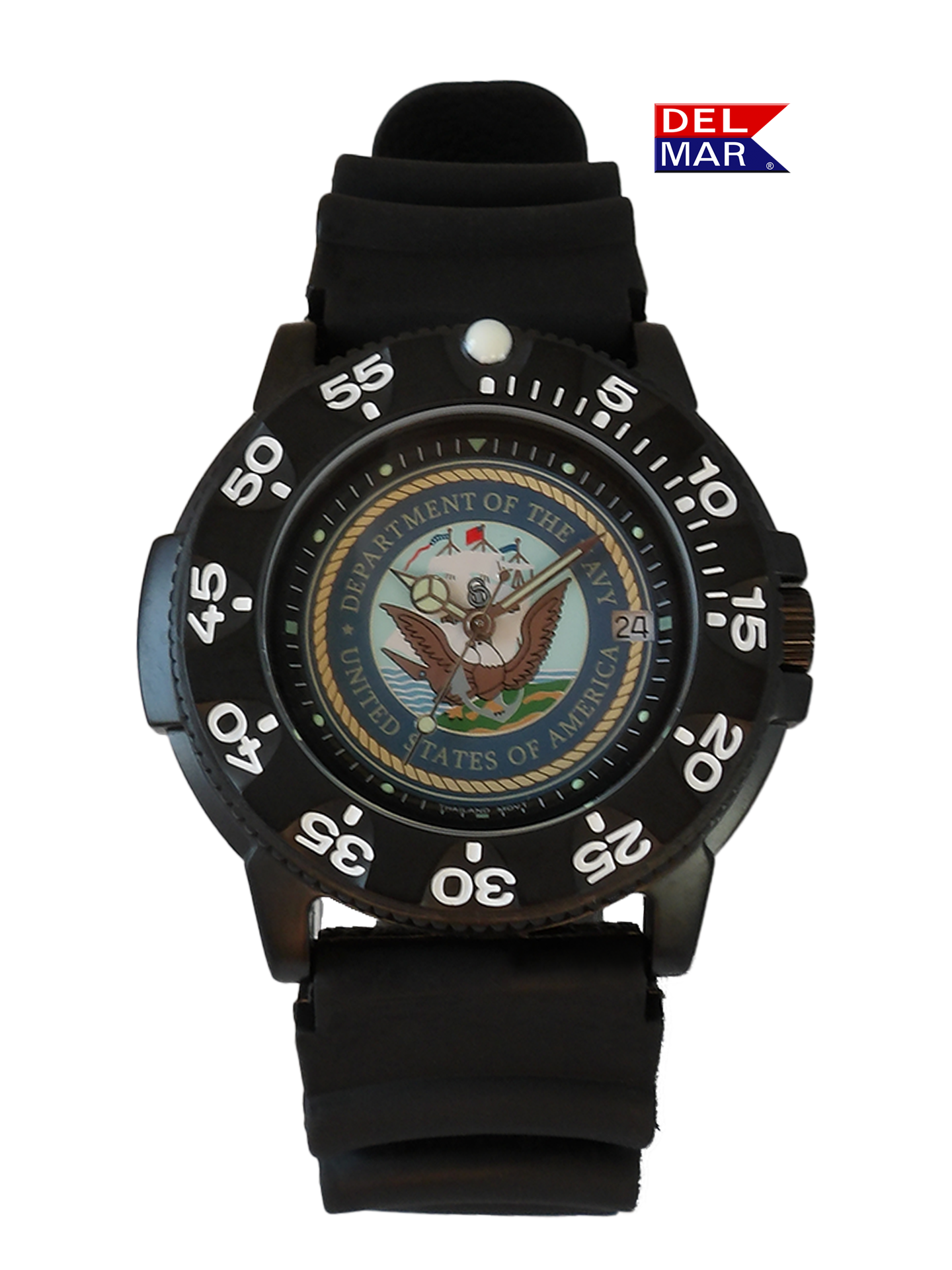 Honor service with the Del Mar Military Navy Watch - Black Strap Band