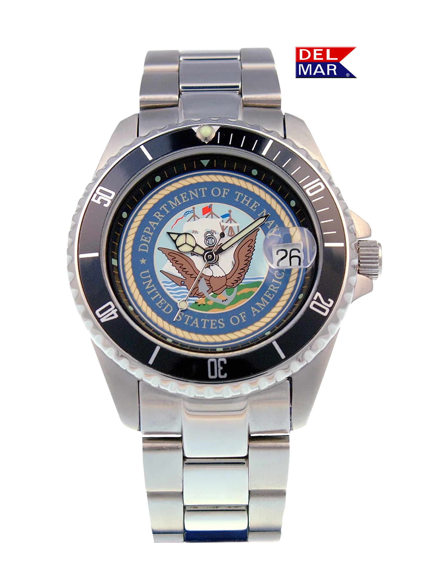 Honor service with the Del Mar Military Navy Watch - Stainless Steel Bracelet