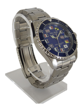 Men's Long Life Nautical 43mm Blue Face - Bezel SS Band Watch #50406