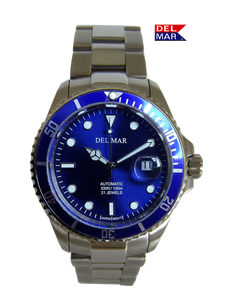 Del Mar Watches Men's Automatic Watch Blue Dial, Stainless Steel Band #50391