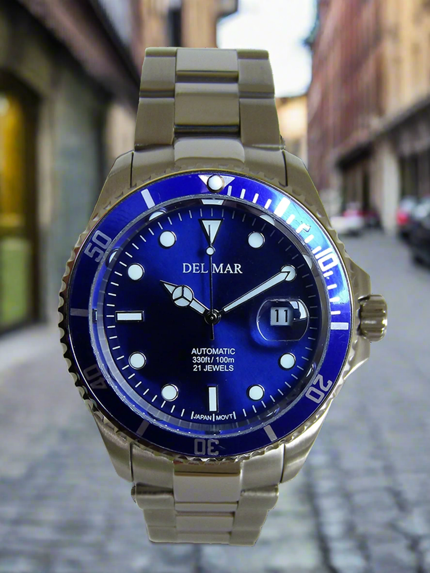 Del Mar Premier Automatic – Blue Dial / Stainless Steel Bracelet – Model 50391
