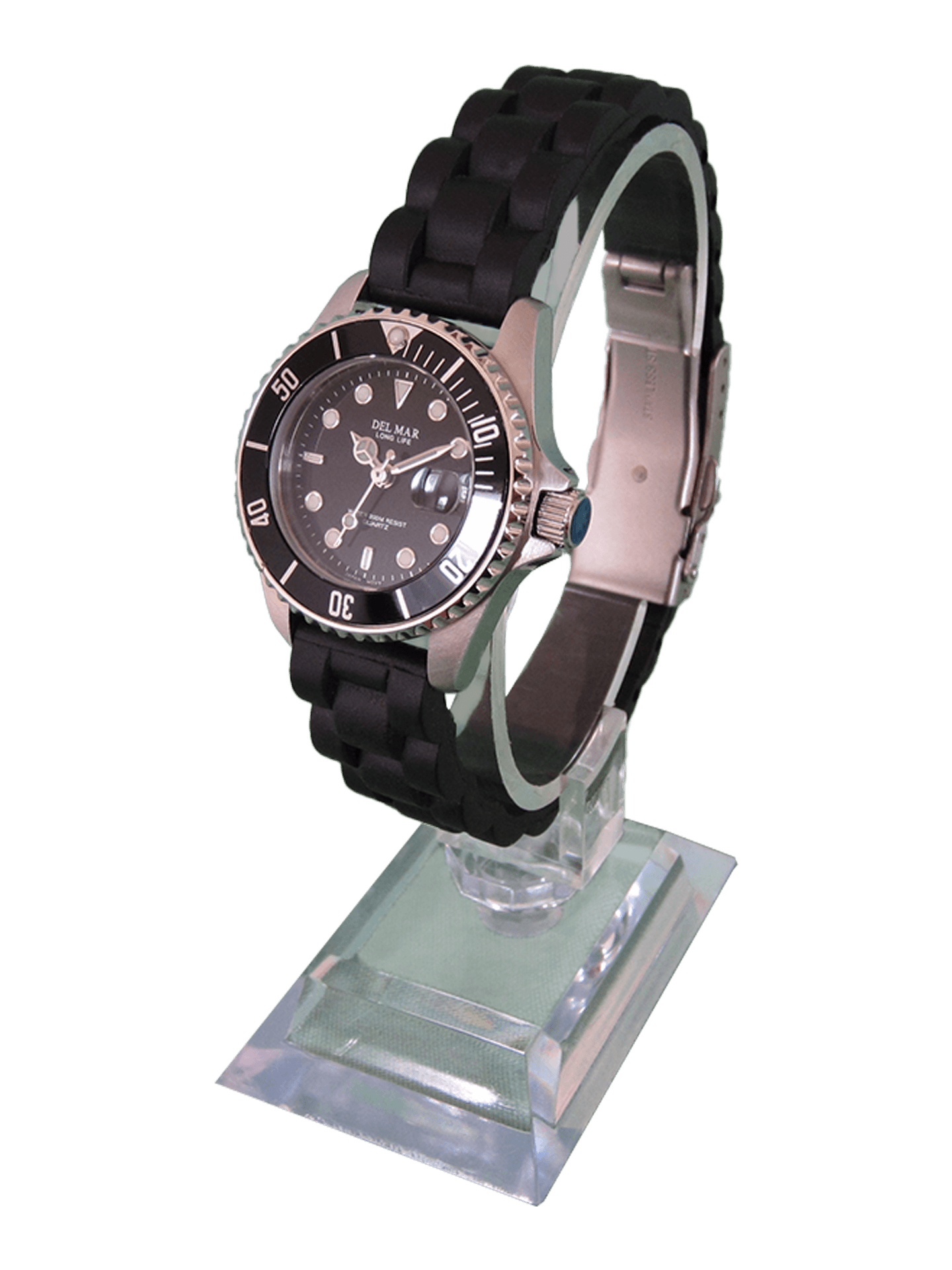 Del Mar Catalina Sportstrap Ladies Black Face 200M Watch #50503