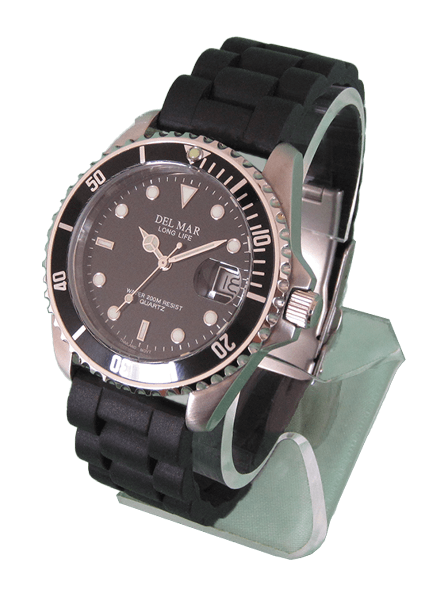 Del Mar Catalina Sportstrap Men’s Black Face with the waffle woven weave watch