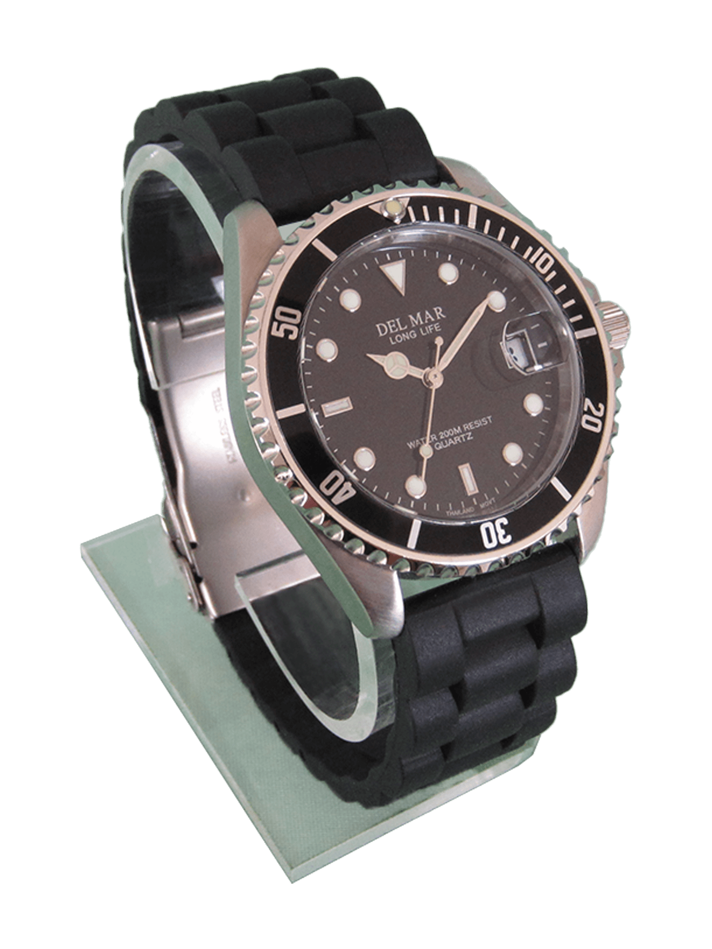Del Mar Catalina Sportstrap Men’s Black Face with the waffle woven weave watch